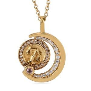 Pink Tourmaline and
White Zircon Libra Zodiac Pendant Necklace 🆕
